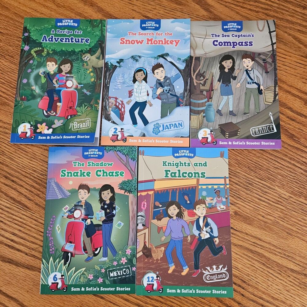 Little Passports Sam & Sophia's Scooter Stories Lot of 5 Adventure Books
